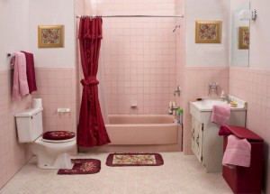 before bathroom remodel pink