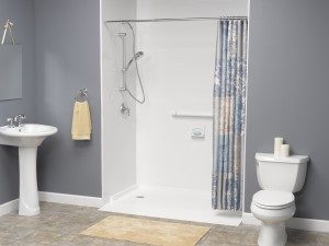 barrier-free standing shower with ramp